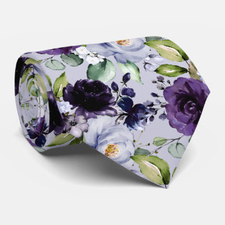 PixDezines H2 花 Violet Lavender パープル ネクタイ