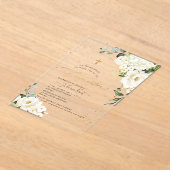 PixDezines H2 Alabaster Roses Hydrangeas アクリル招待状 (レイダウン)