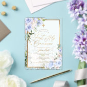 PixDezines H2 Blue Roses First Holy Communion アクリル招待状 (インサイチュ (ウェディング))