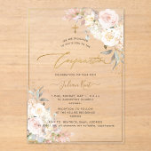 PixDezines H2 Blush Cream Roses Confirmation アクリル招待状 (正面)