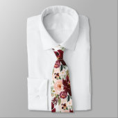 PixDezines H2 Blush Pink Burgundy Flowers ネクタイ (タイ)