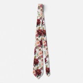 PixDezines H2 Blush Pink Burgundy Flowers ネクタイ (正面)