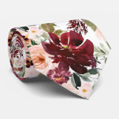 PixDezines H2 Blush Pink Burgundy Flowers ネクタイ (ロール)