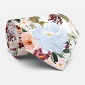 PixDezines H2 Blush Pink Dusty Blue Flowers  ネクタイ (ロール)