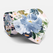 PixDezines H2 Blush Pink Dusty Blue Flowers  ネクタイ (ロール)