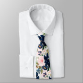 PixDezines H2 Blush Pink Navy Flowers ネクタイ (タイ)