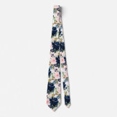 PixDezines H2 Blush Pink Navy Flowers ネクタイ (正面)