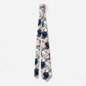 PixDezines H2 Blush Pink Navy Flowers ネクタイ (裏面)