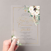 PixDezines H2 Blush Roses First Holy Communion アクリル招待状 (インサイチュ (ポータブル))