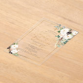 PixDezines H2 Blush Roses First Holy Communion アクリル招待状 (レイダウン)