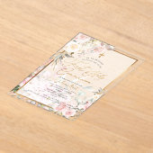 PixDezines H2 Blush Roses First Holy Communion アクリル招待状 (レイダウン)