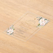 PixDezines H2 Blush Roses First Holy Communion  In アクリル招待状 (レイダウン)