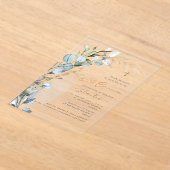 PixDezines H2 Dusty Blue Gum Foliage Communion  アクリル招待状 (レイダウン)