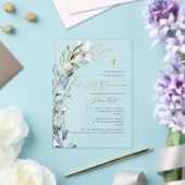 PixDezines H2 Dusty Blue Gum Foliage Communion  アクリル招待状 (インサイチュ (ウェディング))
