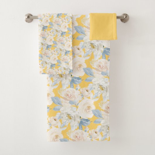 PixDezines H2 Dusty Blue Roses バスタオルセット (インサイチュ)