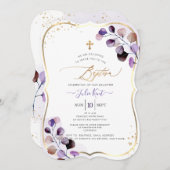 PixDezines H2 Dusty Purple Gumユーカリプタス洗礼  招待状 (正面/裏面)