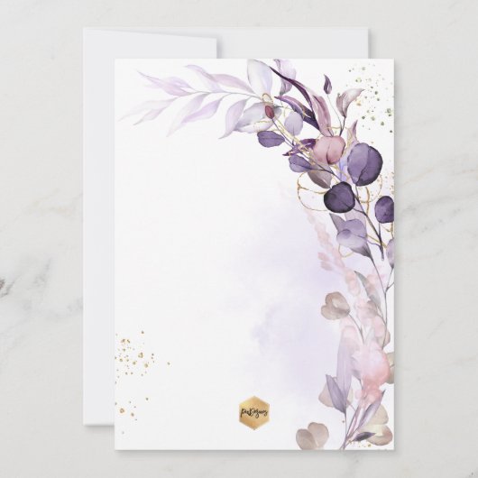 PixDezines H2 Dusty Purple Gum Eucalyptus Bautizo 招待状 (裏面)