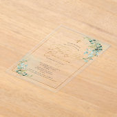 PixDezines H2 Eucalyptus First Holy Communion Invi アクリル招待状 (レイダウン)