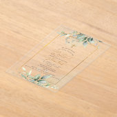 PixDezines H2 Green Gold Eucalyptus Baptism アクリル招待状 (レイダウン)