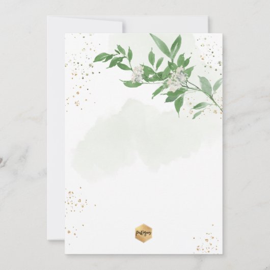 PixDezines H2 Greenery白い花の確認 招待状 (裏面)