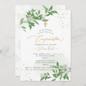 PixDezines H2 Greenery白い花の確認 招待状 (正面/裏面)