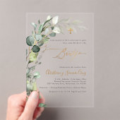 PixDezines H2 Greenery Gum Foliage Bautizo アクリル招待状 (インサイチュ (ポータブル))