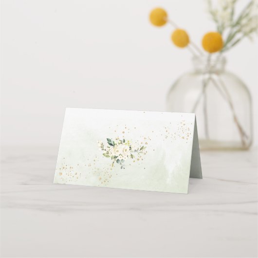 PixDezines H2 Hydrangeas Alabasterバラ プレイスカード (裏面)