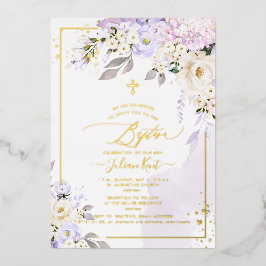 PixDezines H2 Hydrangeas Creamバラ洗礼箔  箔招待状