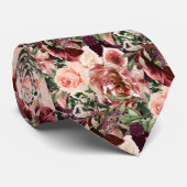 PixDezines H2 Marsala Boho Blush Burgundy Flowers  ネクタイ (ロール)