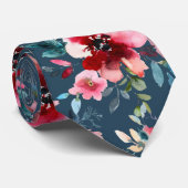 PixDezines H2 Mid Summer Flowers Burgundy Slate ネクタイ (ロール)