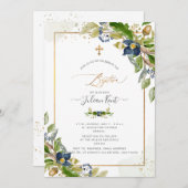 PixDezines H2 Oak n Berryバプティスマ招待状 招待状 (正面/裏面)