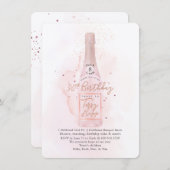 PixDezines H2 Pink Champagne 90 Birthday Bkupfinal 招待状 (正面/裏面)
