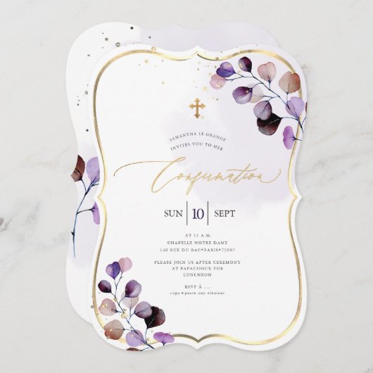 PixDezines H2 Purple Eucalyptusの確認 招待状 (正面/裏面)