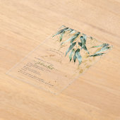 PixDezines H2 Rustic Willow Gum Eucalyptus Baptism アクリル招待状 (レイダウン)