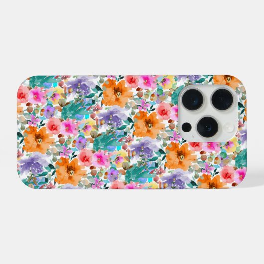 PixDezines H2 Summer Flowers Bright Hues iPhoneケース (裏面横)