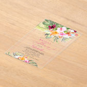 PixDezines H2 Tropical Paradise Bridal Shower アクリル招待状 (レイダウン)