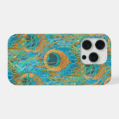 PixDezines Handdrawn H2 Peacock/Cobalt/Aqua Blue iPhoneケース (裏面横)