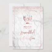 PixDezines Hanukkahお祝い、バラ金ゴールド+大理石 招待状 (正面)