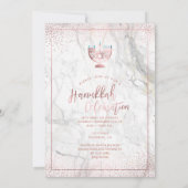 PixDezines Hanukkahお祝い、バラ金ゴールド+大理石 招待状 (裏面)