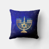 PixDezines Happy Hanukkah|テンプル（ユダヤ教）メノラー クッション (裏面)