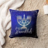 PixDezines Happy Hanukkah|テンプル（ユダヤ教）メノラー クッション (ブランケット)