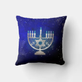 PixDezines Happy Hanukkah|テンプル（ユダヤ教）メノラー クッション (裏面)