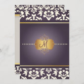 PixDezines Hauteオートクチュールダマスク、パールの母 招待状 (正面/裏面)