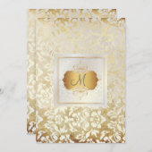 PixDezines Hauteオートクチュールダマスク、ヴィンテージ+パール 招待状 (正面/裏面)