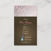 PixDezines Haute Coutour Damask、シルバー 名刺 (裏面)