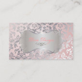 PixDezines Haute Coutour Damask、シルバー 名刺 (正面)