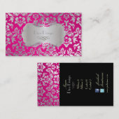PixDezines Haute Coutour Damask、シルバー 名刺 (正面/裏面)