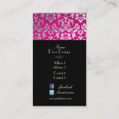 PixDezines Haute Coutour Damask、シルバー 名刺 (裏面)