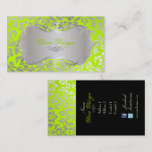 PixDezines Haute Coutour Damask、フェイクSilver 名刺 (正面/裏面)