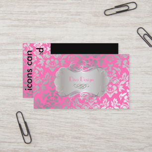 PixDezines Haute Coutour Damask、Silver/フェイクDIY 名刺